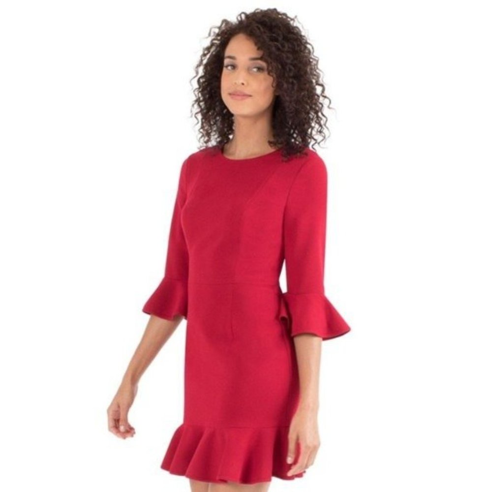 New BLACK HALO Brooklyn Ruffle Detail Red Dress Sz 4